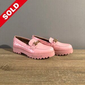 Circus By Sam Edelman Deana Loafer Sz 8M Pink Chain Link Slip On Patent Leather